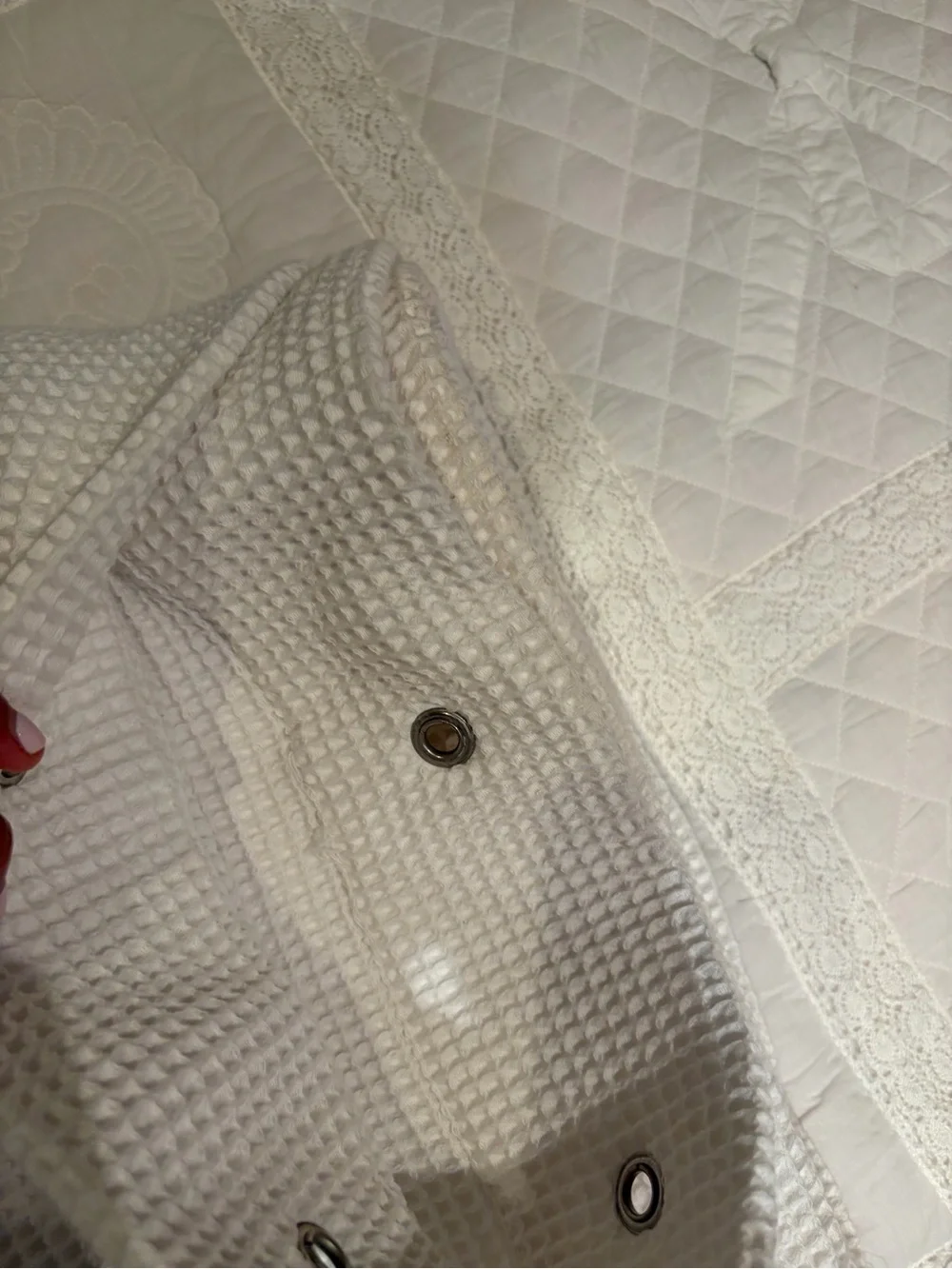 Pottery Barn Waffle Weave Cotton Shower Curtain - White
